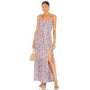 Veronica Beard‎ Windansea Floral-Print Pleated Maxi Dress Lavender Size Large